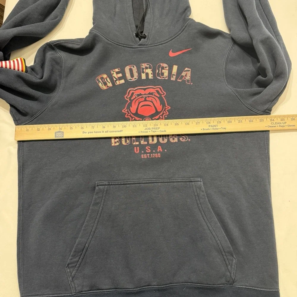 Nike Georgia Bulldogs Hoodie Mens Large Black Camo Logo USA Flag NCAA Fleece